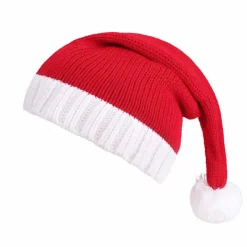 Holocky Stickad Julmössa med Tofs för Vuxna och Barn, Röd Jultomte-mössa> Huvudbonader