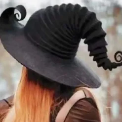 Stor Rynkad Häxhatt för Kreativa, Vinklad Häxhatt för Cosplayfest på Halloween> Huvudbonader