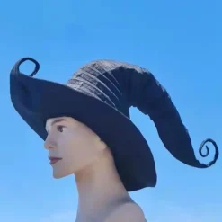 Stor Rynkad Häxhatt för Kreativa, Vinklad Häxhatt för Cosplayfest på Halloween><noscript><img width=