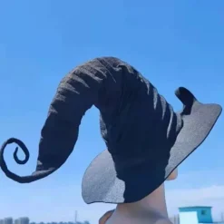 Stor Rynkad Häxhatt för Kreativa, Vinklad Häxhatt för Cosplayfest på Halloween><noscript><img width=