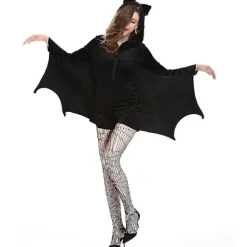 KOOLYou Stor storlek Halloween Kvinnor Fladdermus Kostym Cosplay Siamese Vampire Witch Dark Bat Uniform Suit L> Dräkter