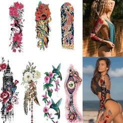 Stora Blommiga Tatueringar för Kvinnor Tillfälliga Tatueringar Ärm Vattentät Långvarig Realistisk Falska Tatueringar Ärm Tatueringar Kroppskonst Arm Tatuering Dekaler fo | Fyndiq> Smink