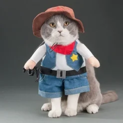 Storlek S, Cowboy Hund eller Katt Juldräkter med Hatt> Dräkter