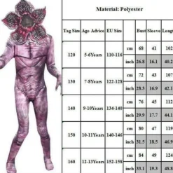 Stranger Things Demogorgon Monster Jumpsuit Halloweenkostym 120cm> Dräkter