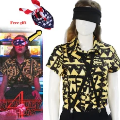 Stranger Things Eleven Cosplay Costumes T-shirt Skjorta EL Halloween Girls Women Rekvisita huvudbonader M><noscript><img width=