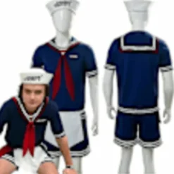 Stranger Things Säsong 3 Steve Harrington Scoops Ahoy Cosplay Vuxen Kostym -ge M> Dräkter