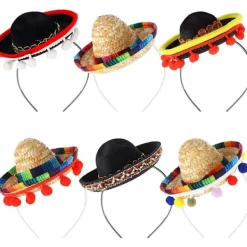 Stråhatt pannband partyhatt 16CM karnevalshatt> Huvudbonader