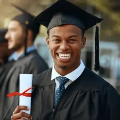 Studentmössa, examenmössa, universitetsexamenmössa med hängande tofsar, för examenceremonin, passar för gymnasiet><noscript><img width=