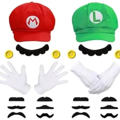 Super bror halloween utklädnad rolig hatt set halsband 4 handskar 14 mustascher 4 knappar cosplay kostym fest rekvisita show hatt barn män och kvinnor | Fyndiq> Tillbehör