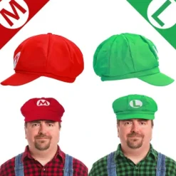 Super Mario Bros Luigi & Mario Hatt med Mustasch Set [ZHE]><noscript><img width=