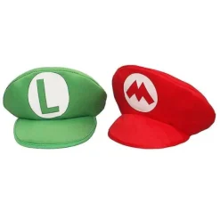 Super Mario Bros Luigi Cartoon Cosplay Hatt Klassiska Leksaker Anime Figur Halloween Roliga Kläder Unisex Barn Vuxen Keps Festpresenter Rött> Huvudbonader