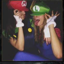 Super Mario Bros. Luigi Cartoon Cosplay Hatt Klassisk Leksak Anime Figur Halloween Roliga Kläder Unisex Barn Vuxen Hatt Röd och Grön><noscript><img width=