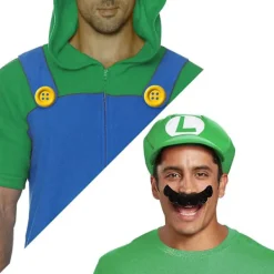 Super Mario Bros., Mario och Luigi, Hatt, Mössa, Mustasch, Handskar, Knappar, Hängslen - Cosplay-dräkt> Tillbehör