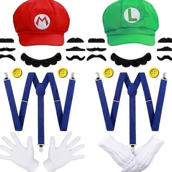 FMYSJ Super Mario Bros Mario och Luigi Hattar Kepsar Mustascher (FMY)> Dräkter