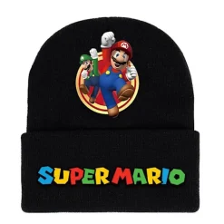 Supr Mario Bros Tryckt Stickad Mössa för Män Kvinnor Unisx Vintr Varma Manschtt Mössa> Huvudbonader
