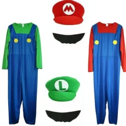 Super Mario Bros Vuxen Cosplay Kostym för Män - Grön Storlek XL[JUN] XL> Dräkter