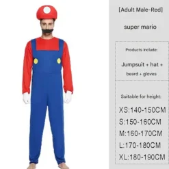 Super Mario Bros. Vuxen Herr Cosplay Kostym Röd L Röd L L><noscript><img width=