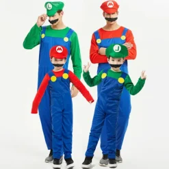 Super Mario Kostym för Barn och Vuxna Halloween Cosplay Rollspel Outfit Grön[JUN] M><noscript><img width=