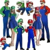 Super Mario Luigi Bros Cosplay Dräkt Kostym Herrar Kvinnor Barn Tonåringar Pojkar Flickor Rollspel (S Röd - Pojke)> Dräkter