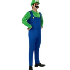 Super Mario Luigi Cosplay Kostym Kompatibel Vuxen Barn Maskerad Outfit Party Maskerad Luigi Grön Män L L> Dräkter