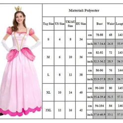 LAIQIANKUA Super Mario Princess Peach Deluxe Cosplay Cosplay Pink Princess Outfit för kvinnor Klä upp till Halloween Carnival Party Comic-con komplett set M> Dräkter