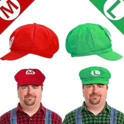 Super Mario-dräkt Luigi-hatt Mario Halloween-dräkt keps hängslen 4 handskar 14 mustascher 4 knappar Cosplay-dräkt karneval barn herr dam> Tillbehör
