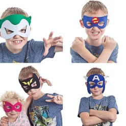 Superhero Masks Party Favors - 32 Pack Felt and Elastic Masks for Kids><noscript><img width=