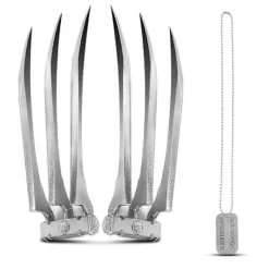 Superhjälte Wolverine-klor för vuxna - Set med 2 silverfärgade vargklor för Halloween Cosplay Rekvisita Kostymtillbehör (FMY)> Tillbehör