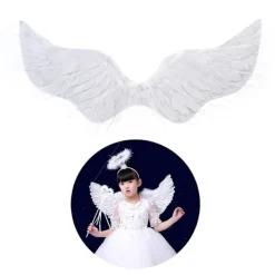 Jettbuying Svalaform Vita ängelfjädervingar med resårband för 1(60*45cm)><noscript><img width=