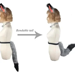 Svans och öron set, lång rävsvans cosplay konstgjord päls räv varg svans kit med öron och ring krage för barn flickor pojkar tonåringar kvinnor fest | Fyndiq><noscript><img width=