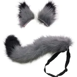 Svans och öron set, lång rävsvans cosplay konstgjord päls räv varg svans kit med öron och ring krage för barn flickor pojkar tonåringar kvinnor fest | Fyndiq><noscript><img width=