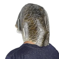 Svart fiskmask Latex djurhuvudmask Grå fiskdräkt huvudbonad Maskeradfest Vuxen><noscript><img width=