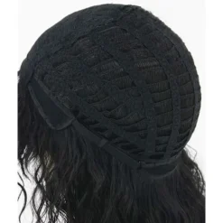 Svart herrperuk 80-tals mullet rocker punk popstjärna peruk svart><noscript><img width=