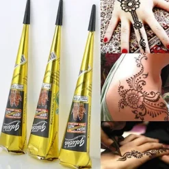 Svart Indisk Henna Tattoo Pasta Kon Kroppsmålning Temporär Tatuering Kompatibel med Kvinnor Tattoo Kroppskonst Klistermärke Mehndi Kroppsmålning Tattoo Klistermärke | Fyndiq> Smink