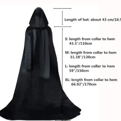 Svart Kappa med Huva Darth Vader Kappa Medeltida Kappa Kappa Rock Satin Karneval Halloween Juldräkt Vuxna (L)[ZHE]> Dräkter
