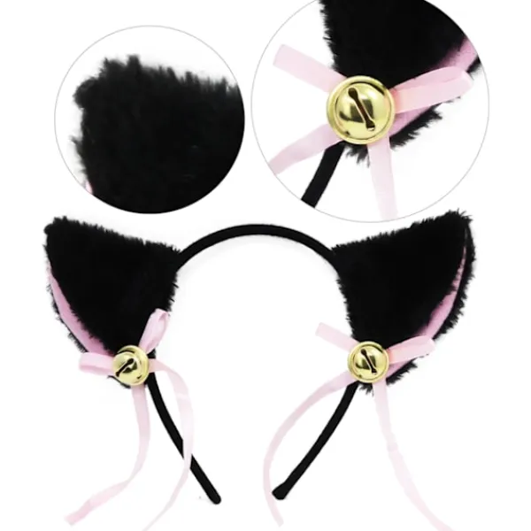 (Svart) Katt Cosplay Set Plysch Klorhandskar Svans Halsband Tassar Söt Annons> Tillbehör