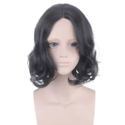 Svart Kort Lockig Peruk med Mittbena för Severus> Peruker