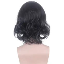 Svart Kort Lockig Peruk med Mittbena för Severus><noscript><img width=