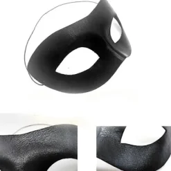 Svart maskeradmask för män för fester, kostumevenemang, justerbar passform, stilren design, PVC-material><noscript><img width=
