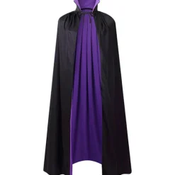 Svart och röd vändbar cape Halloween Cape Vampyrdräkt Maskerad Dracula Magiker Djävul Cosplay Vuxen Barn Lila och Svart Ståkrage 120CM/47
