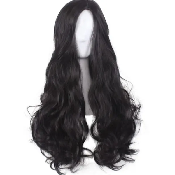 Svart perukset för lockigt hår, festivalfest kan använda perukset, bl> Peruker