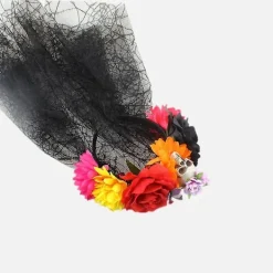 Svart Slöja Blomsterkrona Gotisk Dödens Dag Huvudband Halloween Tiaror><noscript><img width=