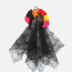 Svart Slöja Blomsterkrona Gotisk Dödens Dag Huvudband Halloween Tiaror><noscript><img width=