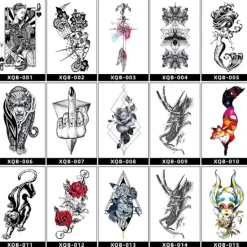 INF Svart Vattentät Tillfällig Tatueringsärm - Realistisk Halv Arms Tatueringsdekal 13#modell><noscript><img width=