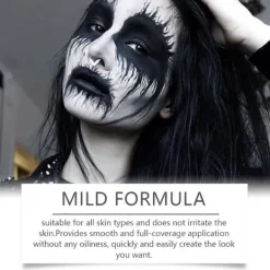 Svart Vit Ansiktsfärg, 60ml x 2 Stycken Ansikts- och Kroppsfärg, Halloween Sminkset med Sminkborste, Clown Zombie Vampyr Skelett SFX Smink för><noscript><img width=