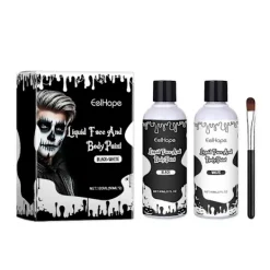 Svart Vit Ansiktsfärg, 60ml x 2 Stycken Ansikts- och Kroppsfärg, Halloween Sminkset med Sminkborste, Clown Zombie Vampyr Skelett SFX Smink för><noscript><img width=