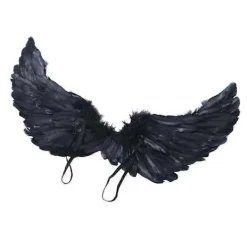 FMYSJ Svarta Ängelvingar för Vuxna - 80x40cm - Svart Fjäder Vinge - Kostymvingar - Stora Ängelvingar (FMY)> Tillbehör