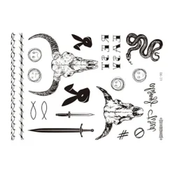 INF Svarta tillfälliga tatueringar - 5-pack model 1><noscript><img width=