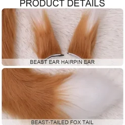 sysy Varg Räv Djur Öron Svans Set Varg Öron Svans Kostym Räv öron hårklämma svans set Jul dekoration><noscript><img width=