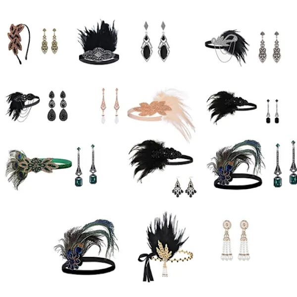 Jettbuying 1920-talet lapper Costume Pannband Halsband Handske Armband Gatsby M Onesize> Dräkter